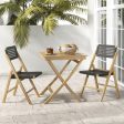 Set of 2 Folding Chairs Indonesia Teak Wood Dining Chairs with Woven Rope Seat and Back Online Hot Sale