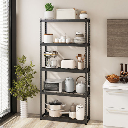 5-Tier Metal Shelving Unit with Anti-slip Foot Pad Height Adjustable Shelves for Garage-S Supply