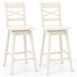 Swivel 24-Inch Counter Height Stool Set of 2 with Inclined Backrest-White Online now