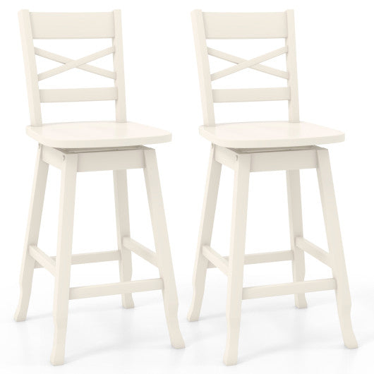 Swivel 24-Inch Counter Height Stool Set of 2 with Inclined Backrest-White Online now