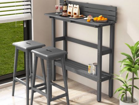 48  Patio Pub Height Table with Storage Shelf and Adjustable Foot Pads-Gray Online now