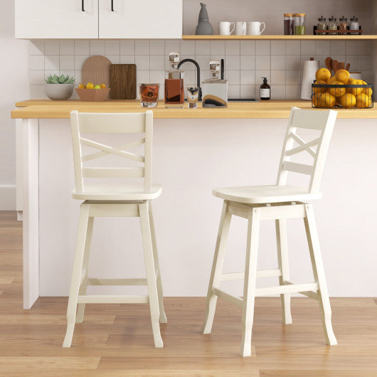 Swivel 24-Inch Counter Height Stool Set of 2 with Inclined Backrest-White Online now