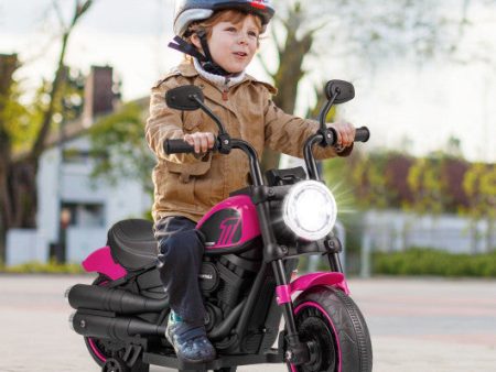 Kids Electric Motorcycle with Training Wheels and LED Headlights-Pink Supply