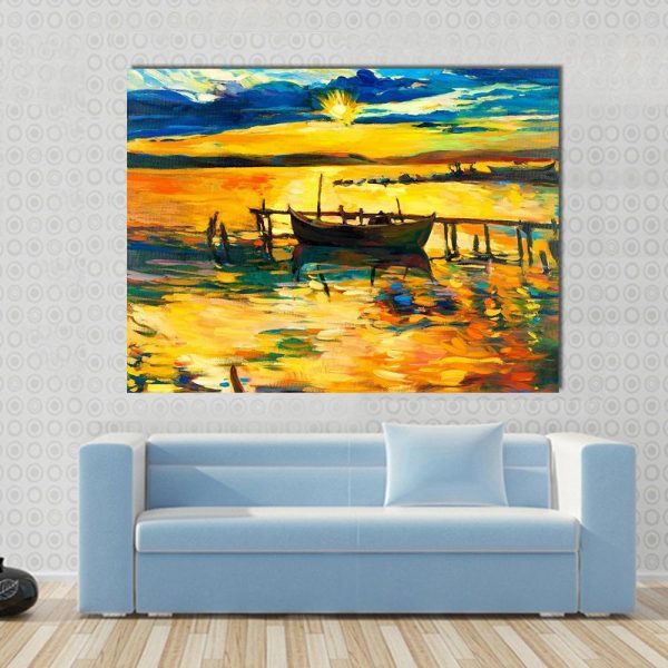 Abstract Of Boat & Jetty Canvas Wall Art Online Hot Sale