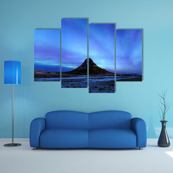 Mountain Kirkjufell & Aurora Canvas Wall Art on Sale