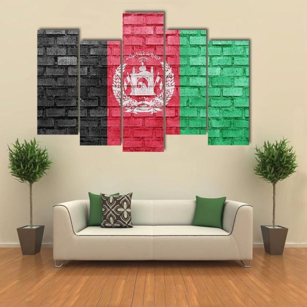 Afghanistan Flag On Bricks Wall Canvas Wall Art Discount