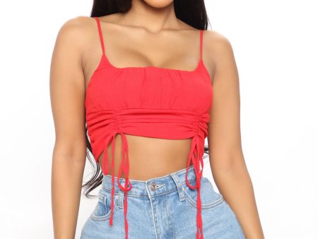 Stay Dreaming Ruched Top - Red Online