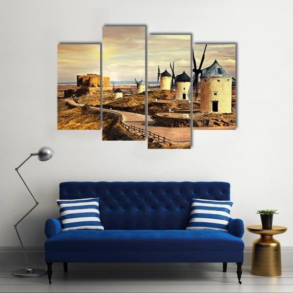 Windmills Of Spain On Sunset Canvas Wall Art For Sale