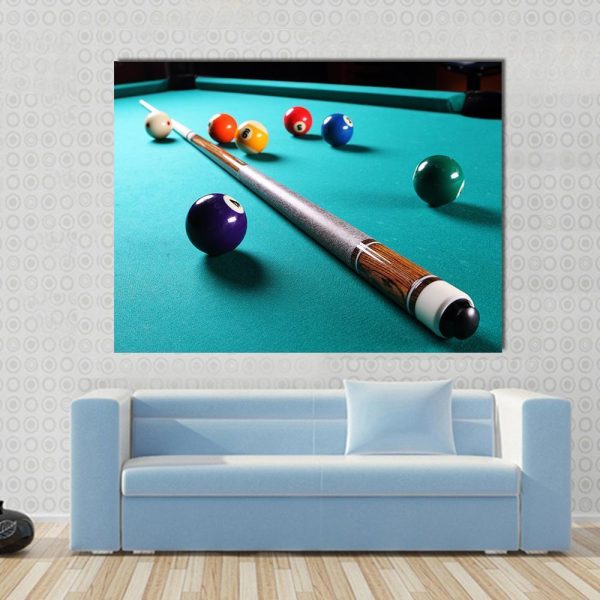 Billiard Table With Equipment Canvas Wall Art Online Hot Sale