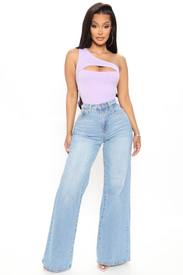 She s Cutting Edge One Shoulder Bodysuit - Lavender on Sale