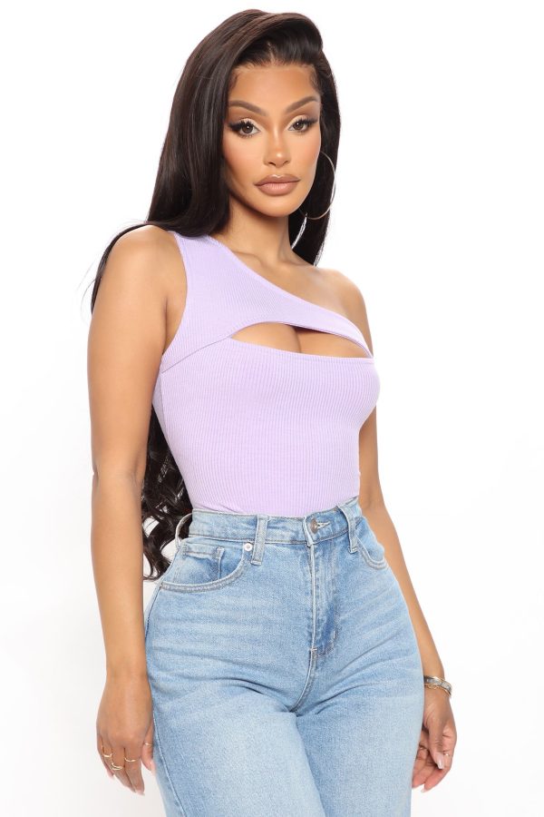 She s Cutting Edge One Shoulder Bodysuit - Lavender on Sale