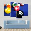 Pool Balls On Blue Pool Table Canvas Wall Art For Discount