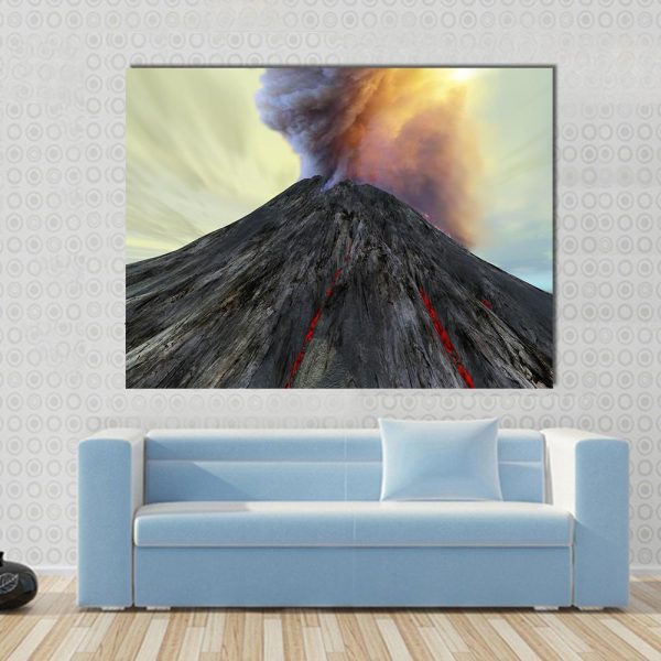 Active Volcano Belches Smoke Canvas Wall Art Supply