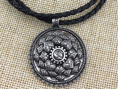 Antique Silver Om Lotus Mandala Pendant Necklaces Sale