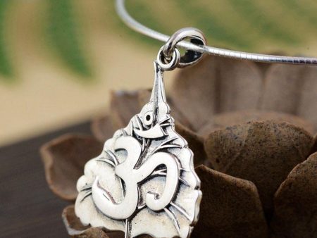 925 Silver Bodhi Leaf Om Pendant Necklaces Online Sale