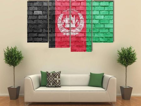 Afghanistan Flag On Bricks Wall Canvas Wall Art Discount