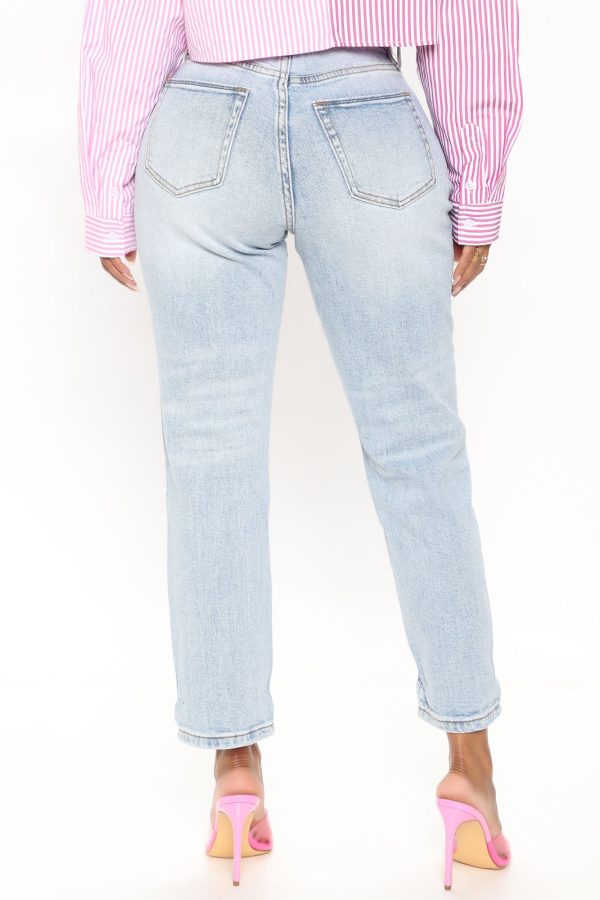 Besties  Mom High Rise Jeans - Light Blue Wash Online now