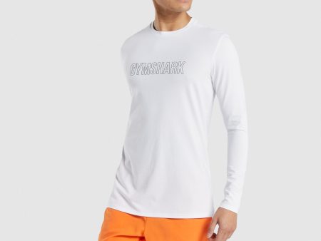 Gymshark Arrival Graphic Long Sleeve T-Shirt - White Supply