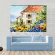 Abstract House In Flower Garden Canvas Wall Art For Cheap