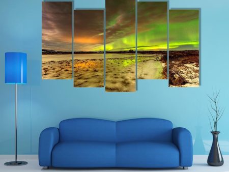 Aurora Borealis Over Frozen Lake Canvas Wall Art on Sale