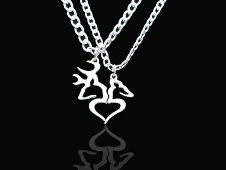 Buck And Doe Heart Pendant Couples Necklaces Sale