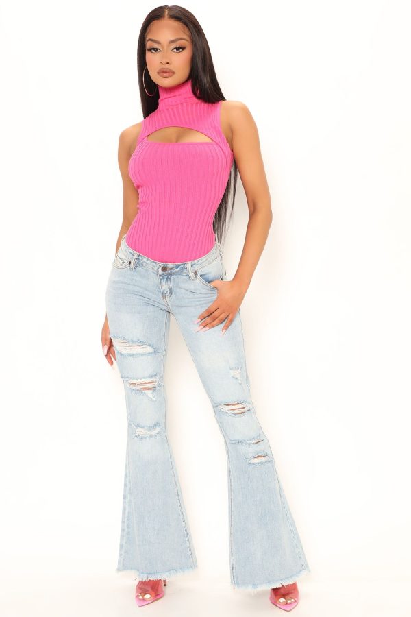 Cut The Antics Sleeveless Bodysuit - Hot Pink For Cheap