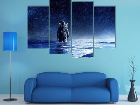 Astronaut Standing In Water Canvas Wall Art For Cheap