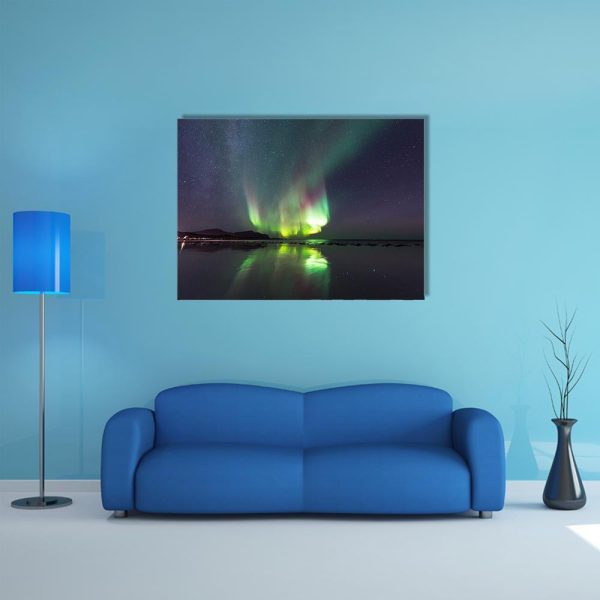 Northern Lights Over Skagsanden Beach Canvas Wall Art on Sale