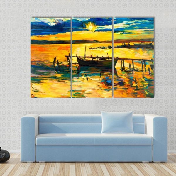 Abstract Of Boat & Jetty Canvas Wall Art Online Hot Sale