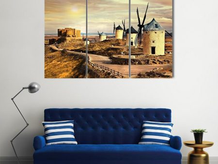 Windmills Of Spain On Sunset Canvas Wall Art For Sale