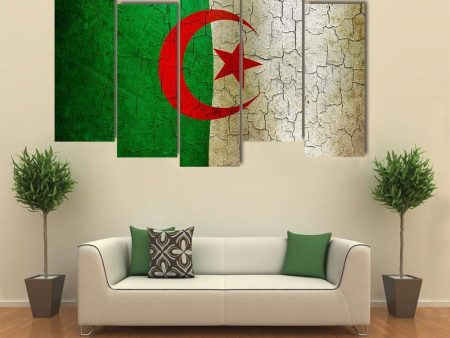 Algerian Flag On Grunge Canvas Wall Art For Discount