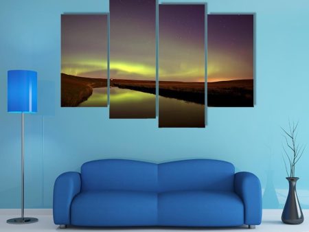 Northern Lights Over Moose Jaw River Canvas Wall Art Hot on Sale