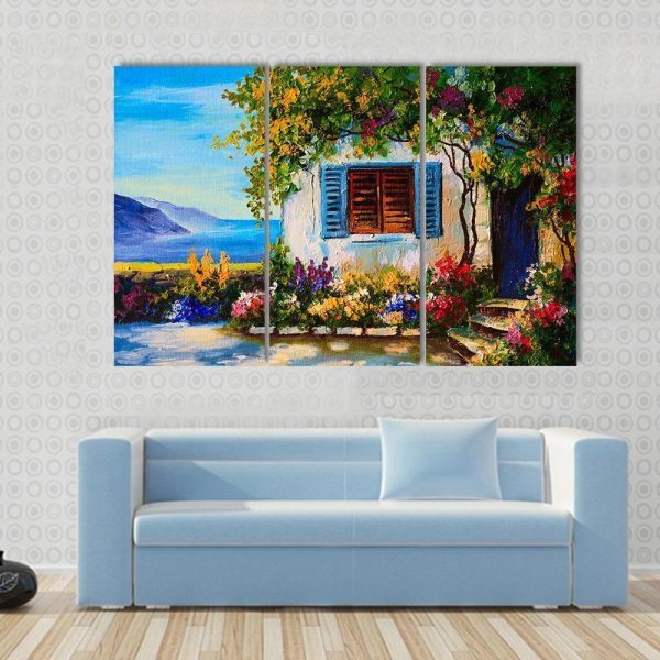 Abstract House Near The Sea Canvas Wall Art Online now