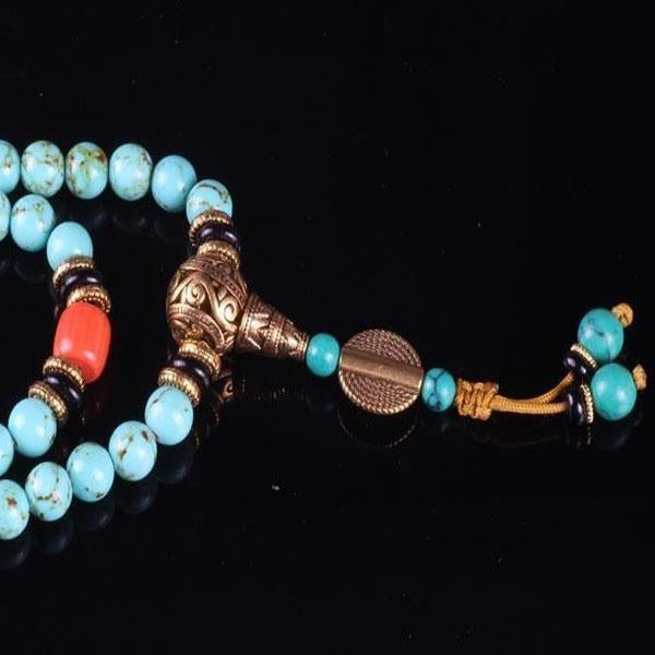 108 Natural Turquoise Bead Wrist Mala Bracelets Online Sale