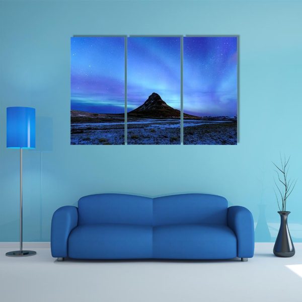 Mountain Kirkjufell & Aurora Canvas Wall Art on Sale