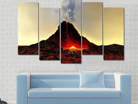 Active Volcano Spews Out Hot Red Lava Canvas Wall Art For Sale