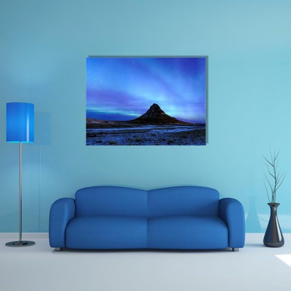 Mountain Kirkjufell & Aurora Canvas Wall Art on Sale