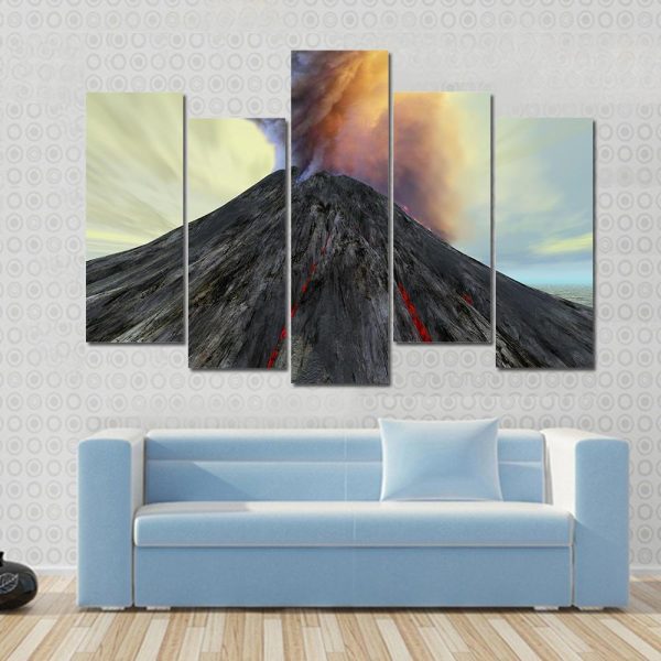 Active Volcano Belches Smoke Canvas Wall Art Supply