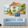 Abstract House In Flower Garden Canvas Wall Art For Cheap