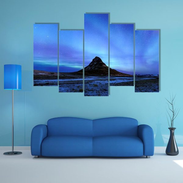 Mountain Kirkjufell & Aurora Canvas Wall Art on Sale