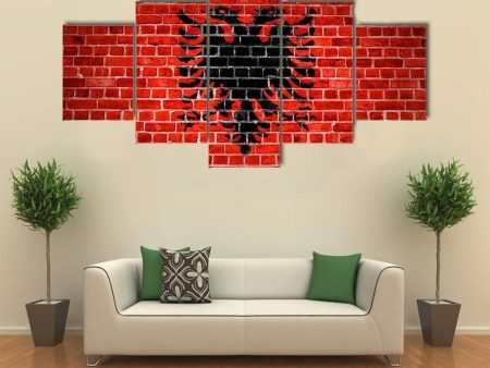 Albanian Flag On Brick Wall Canvas Wall Art Discount