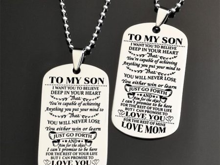 Engraving Stainless Steel Tags Dad + Mom To Son + Daughter For Sale