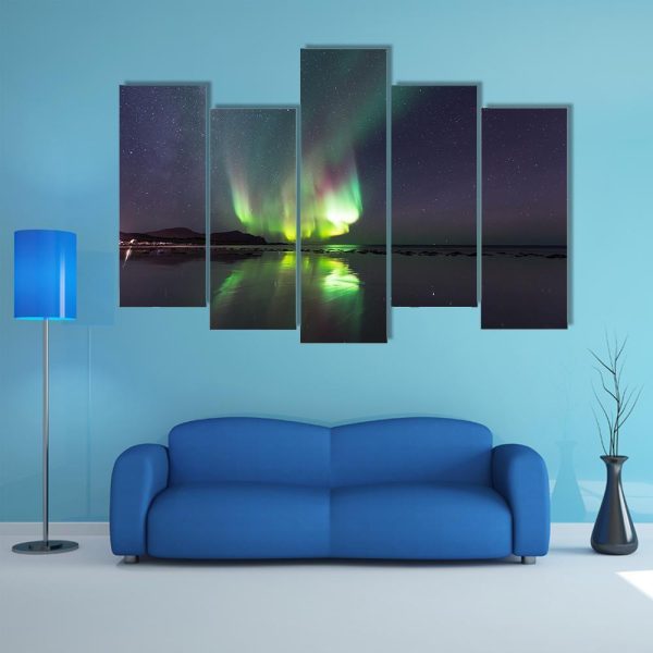 Northern Lights Over Skagsanden Beach Canvas Wall Art on Sale