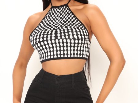 Wild Soul Sweater Halter Top - Black White Online