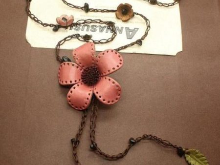 Leather Flower Necklace Sale