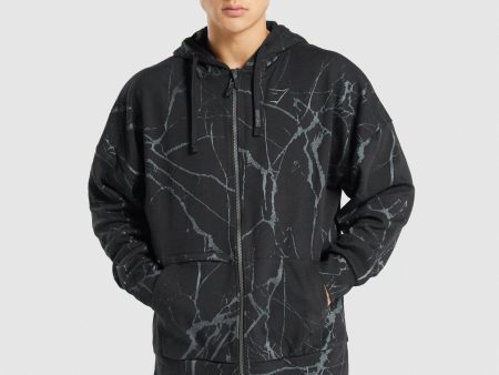 Gymshark Power Zip Up Hoodie - Black Print Online Hot Sale