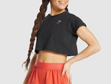 Gymshark Pre-Workout Graphic Crop Tee - Black Online