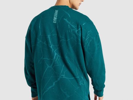 Gymshark Power Crew - Teal Print Online Hot Sale