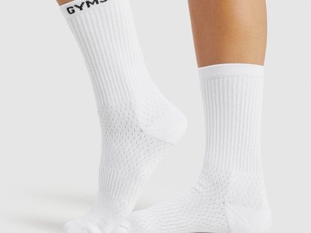 Gymshark Premium Logo Crew Socks 1pk - White Supply