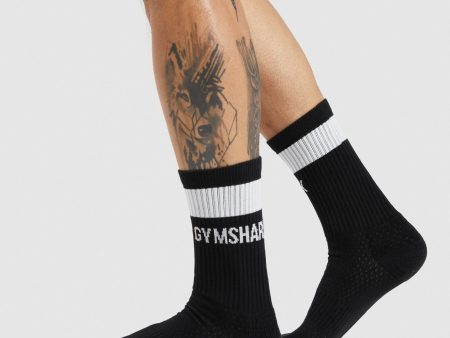 Gymshark Premium Logo Crew Socks - Black For Sale